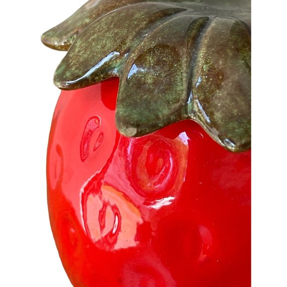 Strawberry Ceramic Jam Jar Sugar Bowl Spoon  Hand Painted - Picture 4 of 8